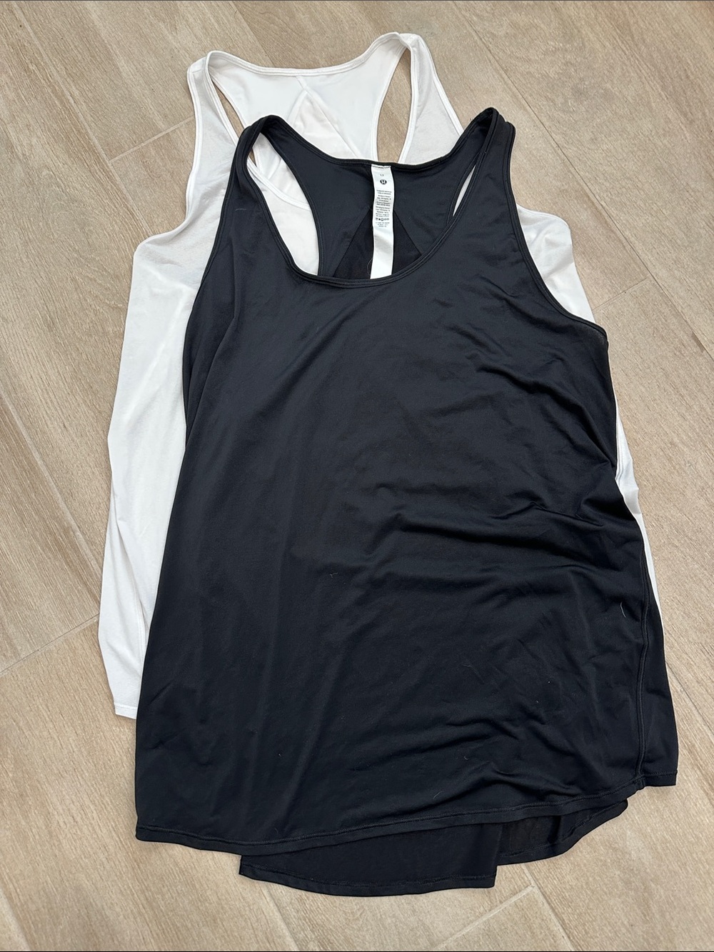 lululemon athletica Black and White Racerback Tank Tops